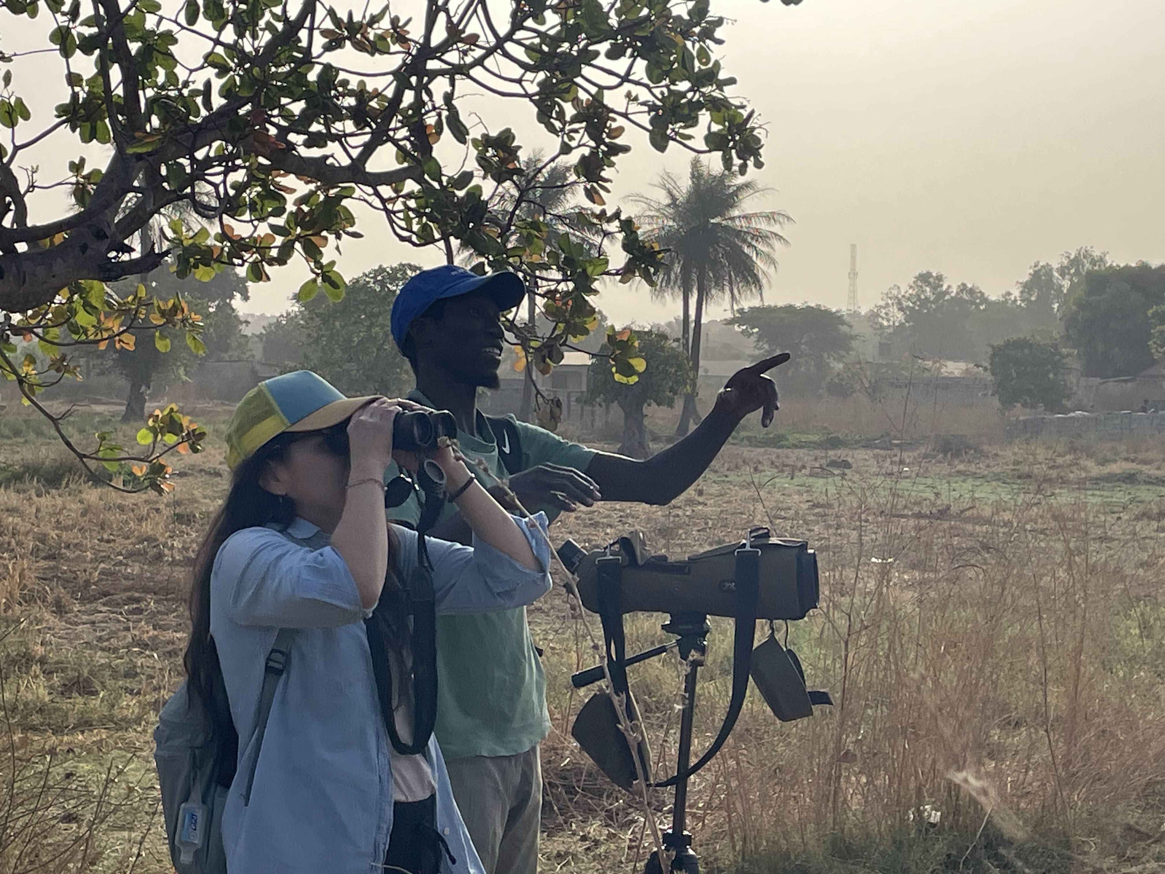 Yusupha guiding a birdwatching tour